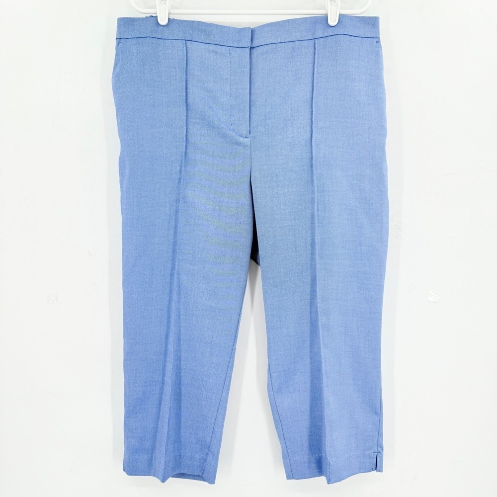 Liz Claiborne Women's Capri Pants Size 16 Blue Mid Rise Zip/Elastic Back NWT